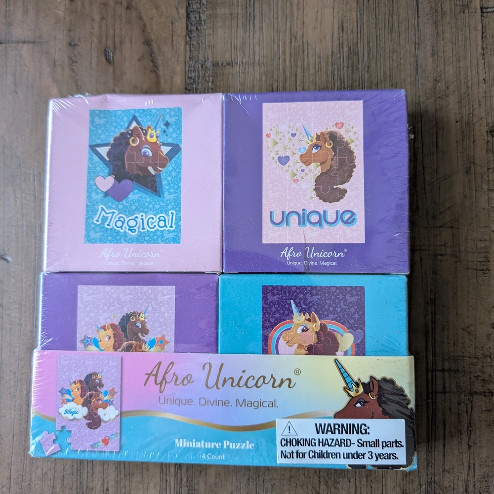 Afro Unicorn Miniature Puzzle Set (4 Puzzles)